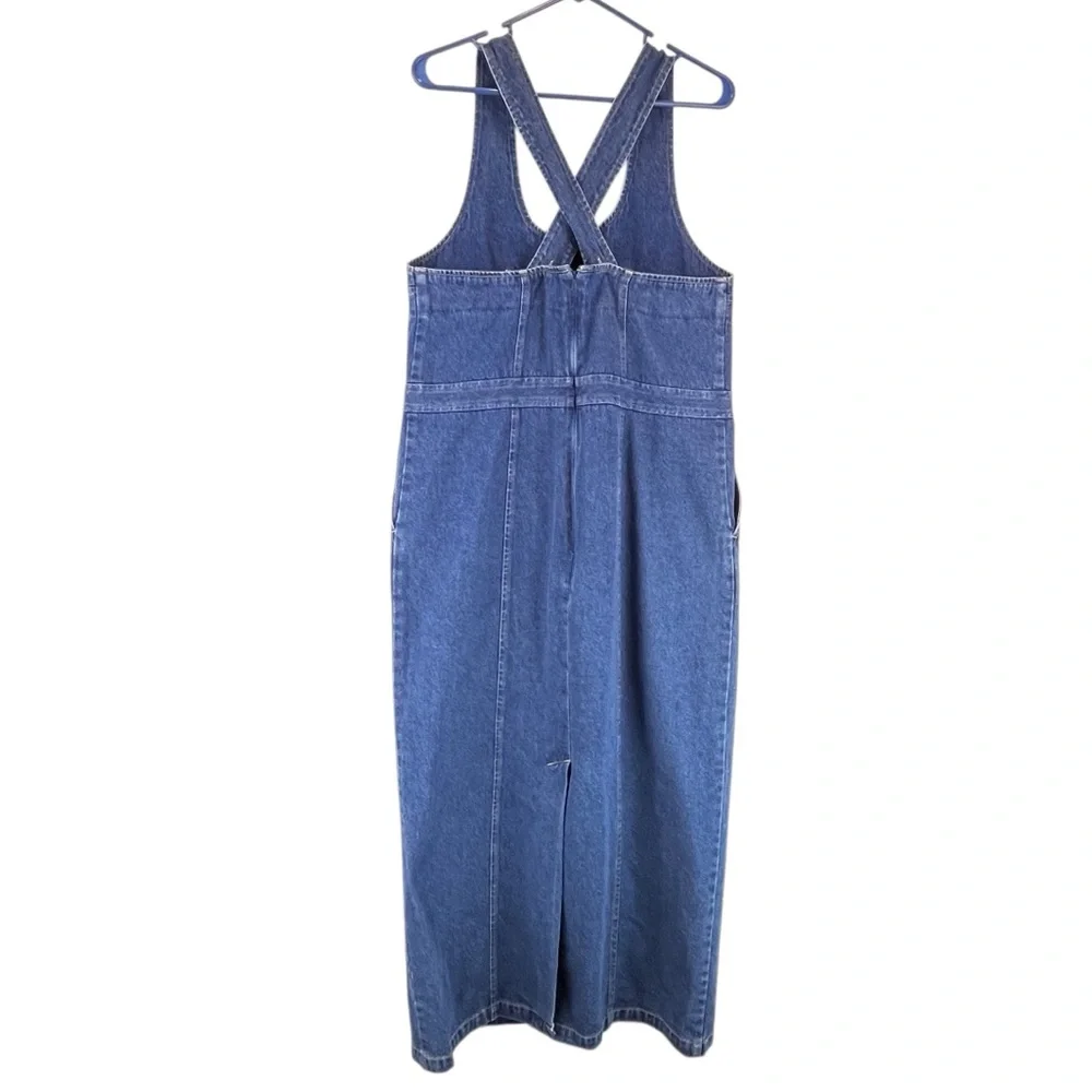 Vintage Blue Denim Midi Overall / Coverall Dress 90s Y2K Sz M - Picture 2 of 11